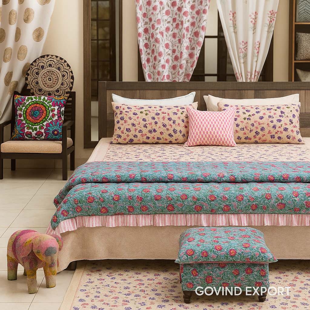 Sustainable Hand Block Bedding Jaipur Cotton Bedding Sets Manufacturer